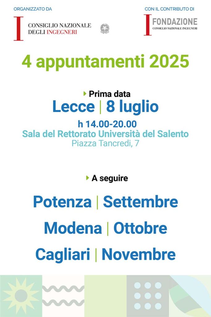 Convegni itineranti “TRAIETTORIE URBANE E TERRITORIALI – Rigenerazione urbana in quattro città” 4 appuntamenti 2025 | CNI e Fondazione CNI